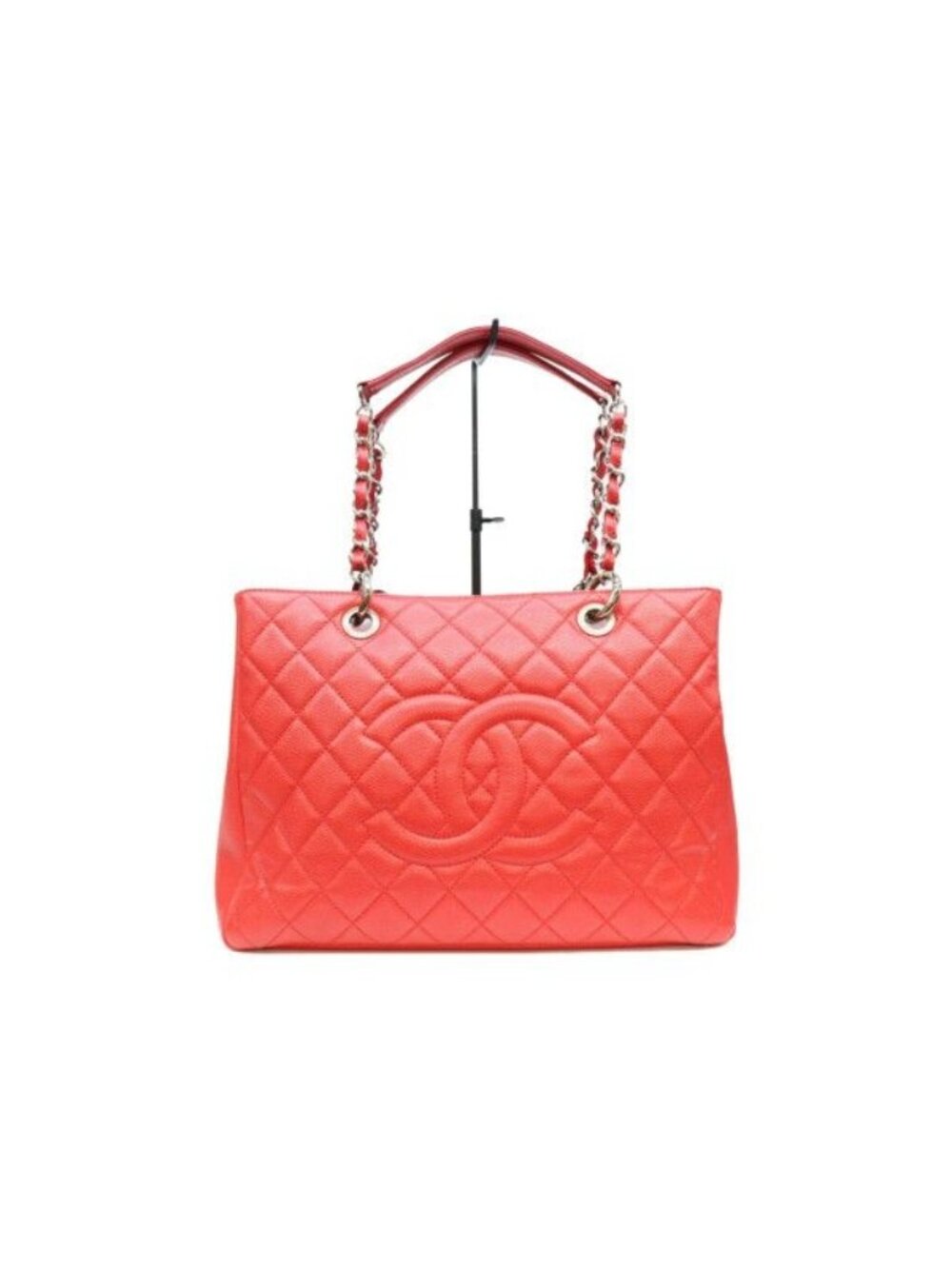 Chanel Red Caviar Silver Grand Shopping Tote Bag GST